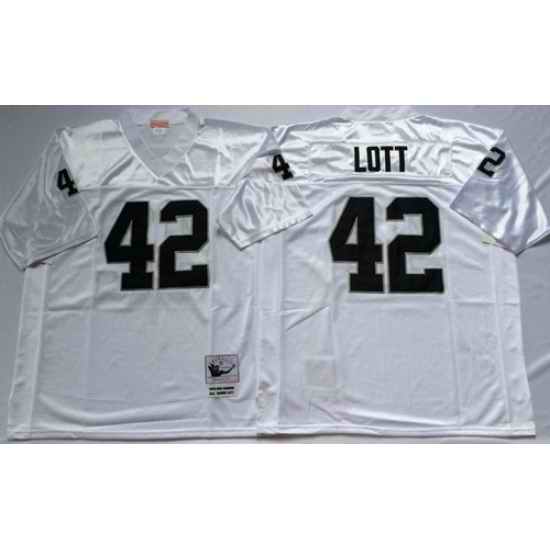 Mitchell And Ness Raiders #42 Ronnie Lott White Throwback Stitched NFL Jersey